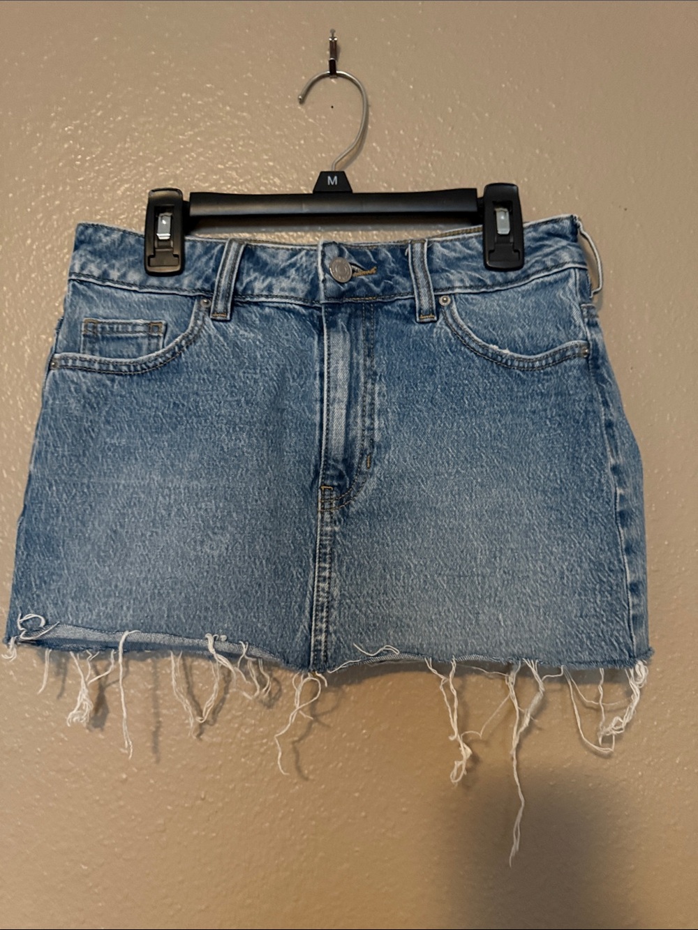 PacSun Denim Frayed Hem Mini Skirt - Light Blue